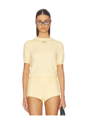 Milkwhite Short Sleeve Sweater in Yellow.