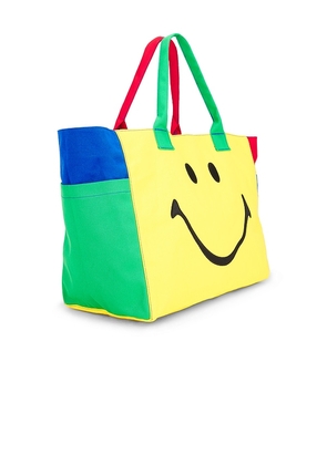 Market Smiley Colorblock Tote Bag in Yellow,Blue.
