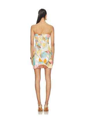 LA FUORI Mosaic Burst Mini Dress in Blue,White. Size XS. Also in S, M, XL.