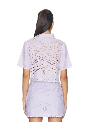Karina Grimaldi Elin Embroidered Top in Lavender. Size L. Also in XS, S, M.