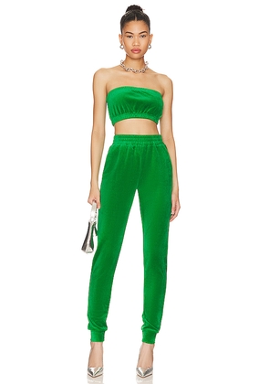 superdown Penelope Velour Pant Set in Green. Size M. Also in XS, XXS.
