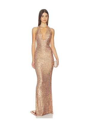 Nookie Diva Plunge Gown in Metallic Copper. Size L. Also in M, S, XS.