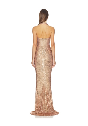 Nookie Diva Plunge Gown in Metallic Copper. Size L. Also in S, M.