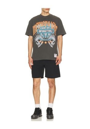 Memory Lane Unforgettable Shield Tee in Charcoal. Size L. Also in S, M, XL/1X.