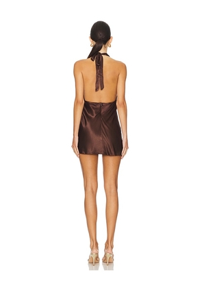 SNDYS x REVOLVE Leslie Satin Mini Dress in Chocolate. Size XL. Also in S.