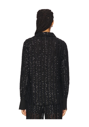 SANS FAFF Striped Sequin Long Sleeve Blouse in Black. Size S. Also in XS.