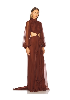 retrofete Rosalinda Chiffon Dress in Brown. Size XS. Also in XL.