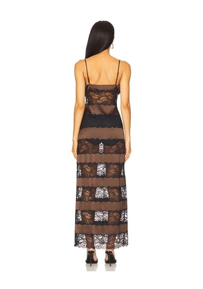 SEROYA Faye Dress in Brown,Black. Size M. Also in L, S, XL, XS.
