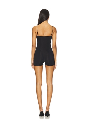 POSTER GIRL Sheer Gloss Romper in Black. Size M. Also in L, XL.