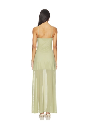 SNDYS Alessandra Mesh Maxi Dress in Sage. Size L. Also in S, XL, XXL.