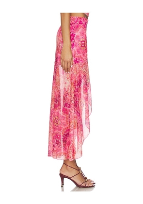 Runaway The Label Emery Midi Flounce Skirt in Pink. Size M. Also in XS, S, L, XL.