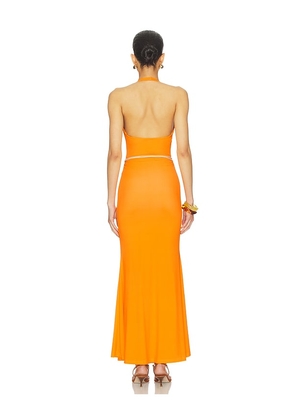 The Wolf Gang Giro Halter Dress in Orange. Size L. Also in XS, S, M, XL.