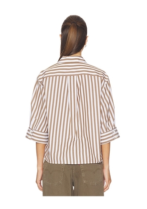 Rag & Bone Lucia Stripe Poplin Shirt in Brown. Size L. Also in S, XS, M.