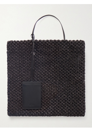 The Row - Barn Mini Leather-trimmed Woven Raffia Tote - Black - One size