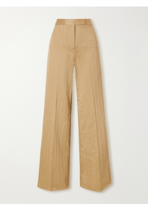 Max Mara - Herringbone Cotton Wide-leg Pants - Brown - UK 4,UK 6,UK 8,UK 10,UK 12,UK 14,UK 16,UK 18