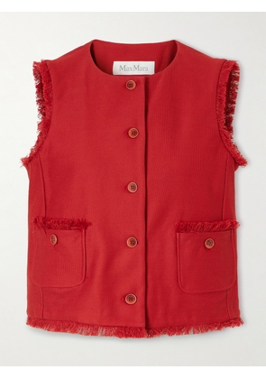 Max Mara - Frayed Cotton-twill Vest - Red - UK 2,UK 4,UK 6,UK 8,UK 10,UK 12,UK 14,UK 16,UK 18