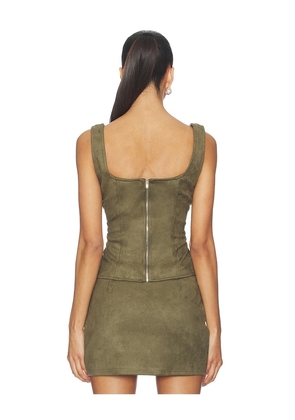 superdown Patsie Faux Suede Top in Olive. Size XS. Also in XXS, S, M, L, XL.