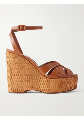 Aquazzura - Copacabana 130 Leather Platform Wedge Sandals - Brown - IT36,IT36.5,IT37,IT37.5,IT38,IT38.5,IT39,IT39.5,IT40,IT40.5,IT41,IT41.5,IT42