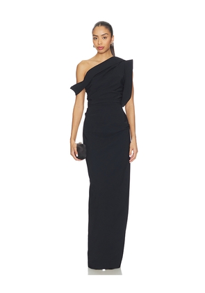 Rachel Gilbert Rowana One Shoulder Gown in Black. Size 0. Also in 4.