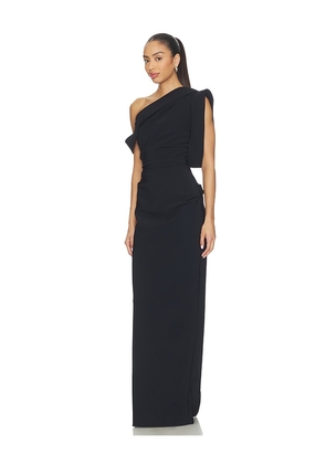 Rachel Gilbert Rowana One Shoulder Gown in Black. Size 0. Also in 2.