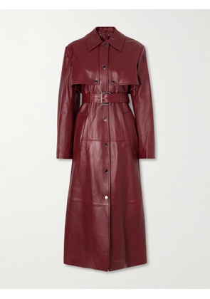 Sportmax - Belted Leather Trench Coat - Burgundy - UK 4,UK 6,UK 8,UK 10,UK 12,UK 14,UK 16