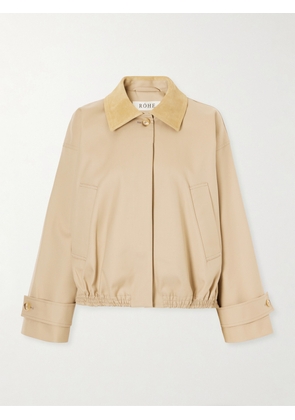 RÓHE - Suede-trimmed Cotton Blouson Jacket - Neutrals - FR 34,FR 36,FR 38,FR 40,FR 42,FR 44