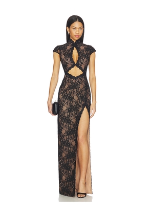 SAU LEE Moira Lace Maxi Dress in Black. Size 10. Also in 12.