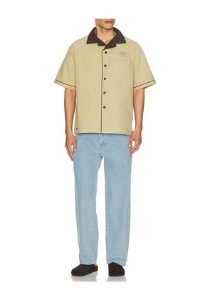STAN RAY Short Sleeve Bowling Shirt in Taupe. Size L. Also in S, M, XL/1X.