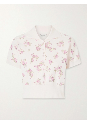 Magda Butrym - Floral-print Cotton Polo Shirt - Neutrals - FR 34,FR 36,FR 38,FR 40,FR 42