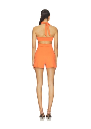 Susana Monaco Wire Strap Tie Romper in Orange. Size XS. Also in S, L.