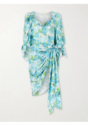 Chloé - Draped Floral-print Silk Mini Dress - Blue - FR 34,FR 36,FR 38,FR 40,FR 42,FR 44