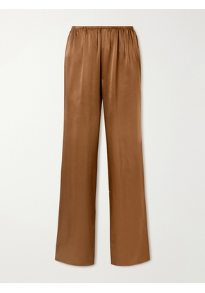 Co - Silk-charmeuse Straight-leg Pants - Brown - xx small,x small,small,medium,large,x large