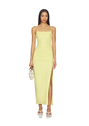 Susana Monaco String Gathered Slit Dress in Lemon. Size L. Also in M, S, XL, XS.