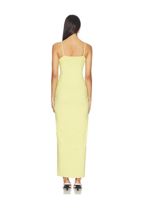 Susana Monaco String Gathered Slit Dress in Lemon. Size L. Also in M, S, XL, XS.