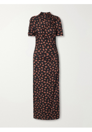 Johanna Ortiz - Serene Safari Gathered Printed Jersey Midi Dress - Black - US0,US2,US4,US6,US8,US10,US12