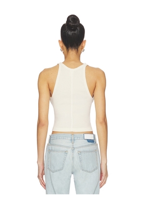 RE/DONE V Cut Ribbed Tank Top in Ivory. Size L. Also in XS, S, M.