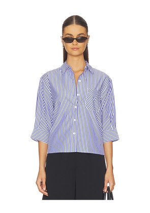 Rag & Bone Lucia Stripe Poplin Shirt in Navy. Size L. Also in M, S, XS.