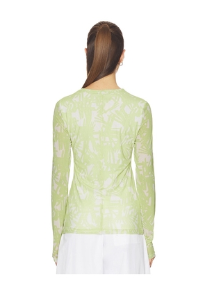 Rag & Bone Yana Printed Mesh Long Sleeve Tee in Yellow in Yellow. Size L. Also in XXS, XS, S, M.