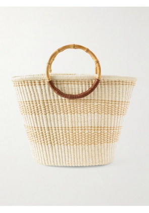 SENSI STUDIO - Leather-trimmed Straw Tote - Neutrals - One size