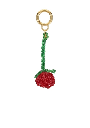 petit moments Beaded Rosette Keychain in Metallic Gold.