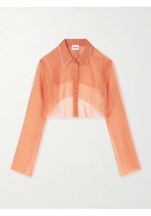 KHAITE - Fritz Cropped Layered Silk-organza Shirt - Orange - x small,small,medium,large