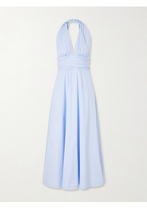 BERNADETTE - Marilyn Organic Cotton-blend Poplin Halterneck Maxi Dress - Blue - FR 32,FR 34,FR 36,FR 38,FR 40,FR 42,FR 44,FR 46