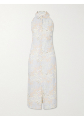 BERNADETTE - Cici Jasmin Floral-print Linen Halterneck Midi Dress - Blue - FR 34,FR 36,FR 38,FR 40,FR 42,FR 44,FR 46