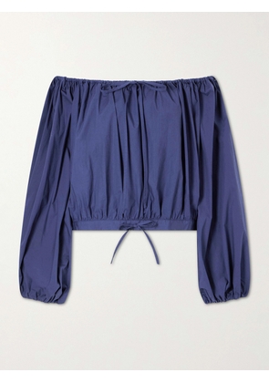 BERNADETTE - Ally Off-the-shoulder Cropped Cotton-blend Blouse - Blue - FR 32,FR 34,FR 36,FR 38,FR 40,FR 42,FR 44