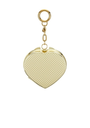 petit moments I Love Ny Pill Case Keychain in Metallic Gold.