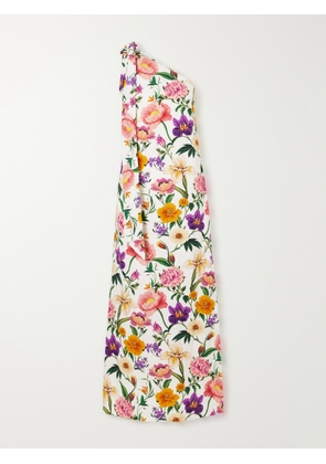 Borgo de Nor - Lani One-shoulder Tie-detailed Floral-print Satin-crepe Maxi Dress - Multi - UK 6,UK 8,UK 10,UK 12,UK 14,UK 16