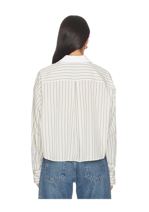 Rag & Bone Marin Stripe Layered Shirt in Cream. Size L. Also in S, M.