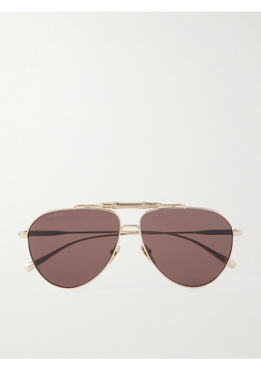 GUCCI EYEWEAR - Bamboo Aviator-style Gold-tone Sunglasses - One size