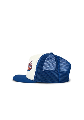 Rhude Pit Stop Trucker Hat in White.