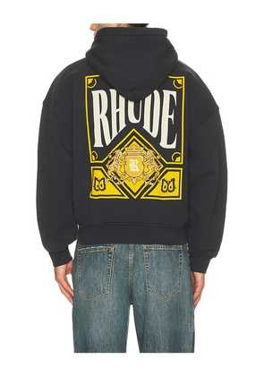 Rhude Playing Card Hoodie in Black. Size L. Also in M, S, XL/1X, XXL/2X.